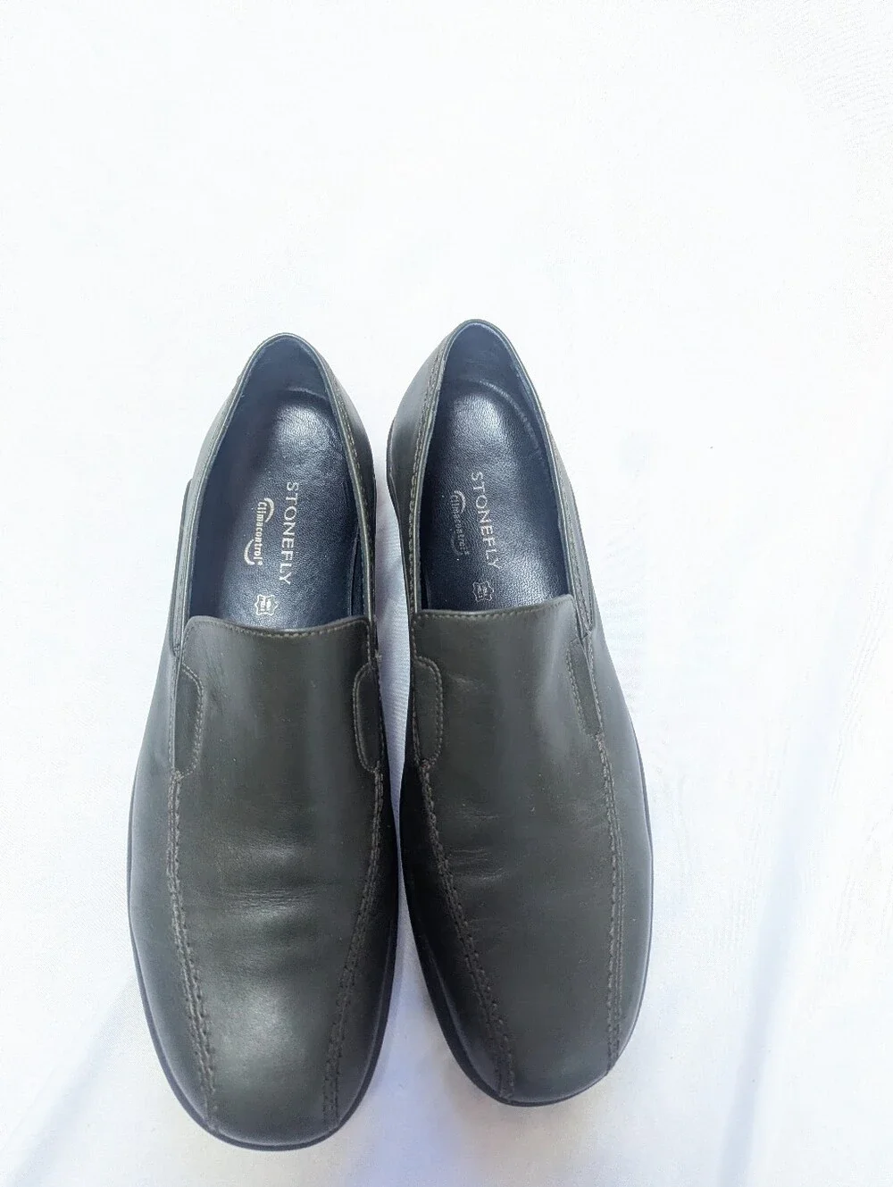 Stonefly Army Green Leather Slip On Comfort Loafers Round Toe EU 41 US 8